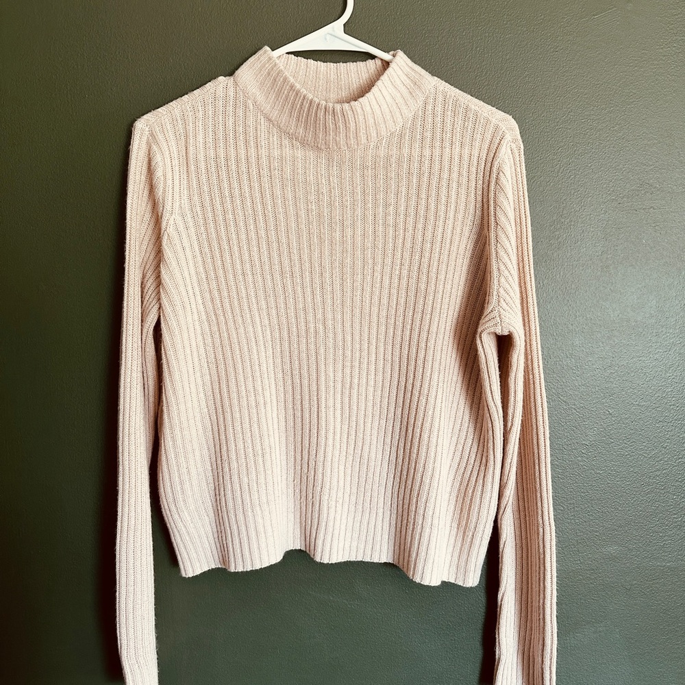 Women's Cream Ribbed Sweater